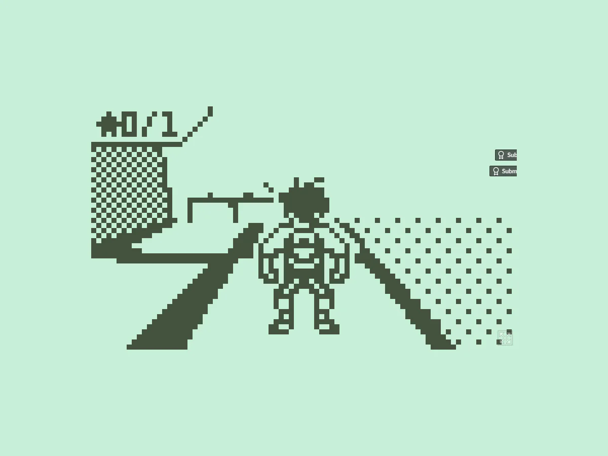 Aoi's IslandでAoiが二色の3D島の通路とブロックの間に立つゲーム中画面